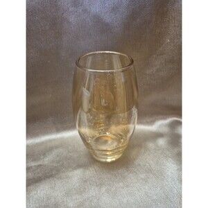 Vintage Amber Iridescent Heavy Glass Vase 7" Tall